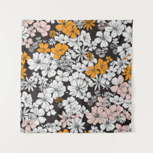 Ditsy Floral: Colorful Dark Background. Tapestry