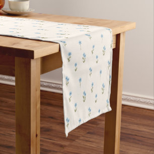 Ditsy Floral Cottagecore Boho Wildflower Blue Short Table Runner
