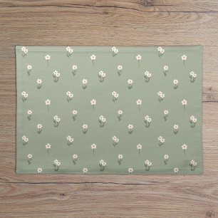 Ditsy Floral Cottagecore Boho Wildflower Sage Cloth Placemat