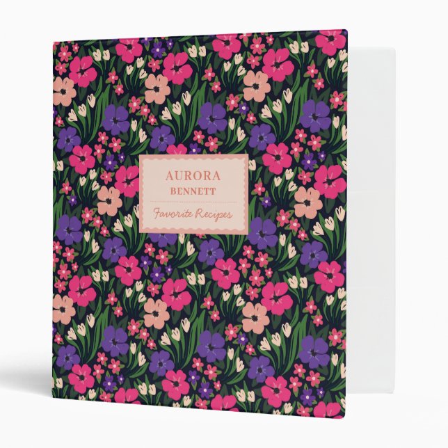 Ditsy Floral Custom Name 3-Ring Binder (Front/Inside)