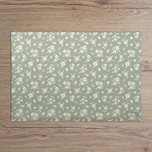 Ditsy Floral Muted Neutral Cottagecore Sage Green Cloth Placemat