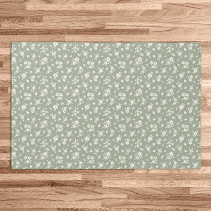 Ditsy Floral Muted Neutral Cottagecore Sage Green Rug
