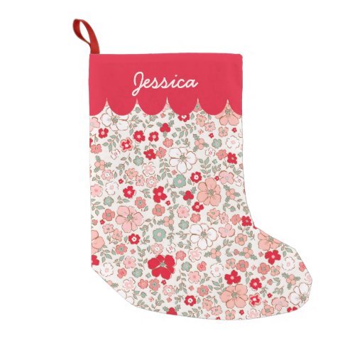 Ditsy Floral Personalized Small Christmas Stocking