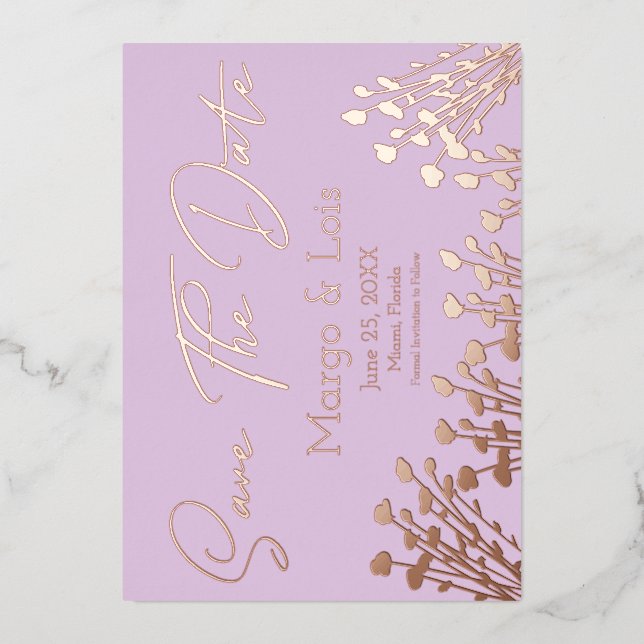 Ditsy Floral Save the Date Pressed  Foil Invitation (Front)