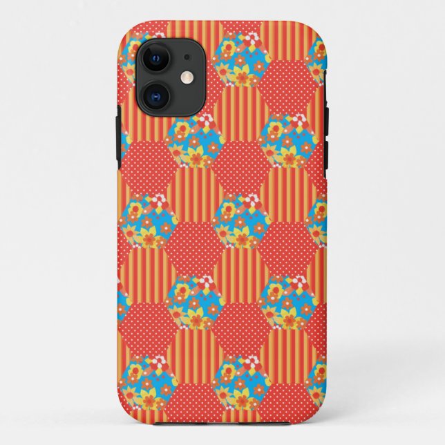 Ditsy Floral, Stripes, Polka Dots Patchwork Case-Mate iPhone Case (Back)