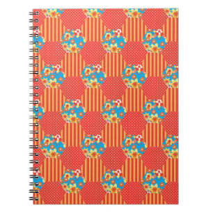 Ditsy Floral, Stripes, Polka Dots Patchwork Notebook