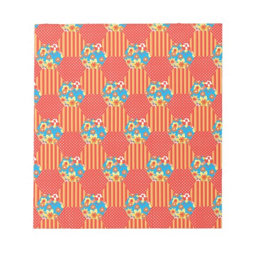 Ditsy Floral Stripes Polka Dots Patchwork Notepad