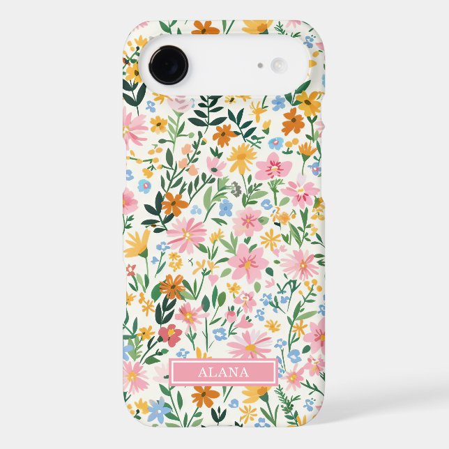 Ditsy Flower Garden Monogrammed Case-Mate iPhone Case (Back)