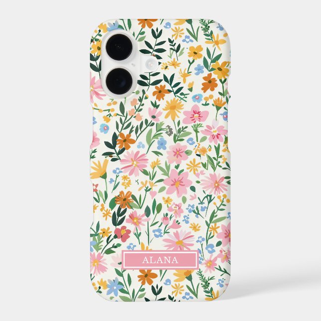 Ditsy Flower Garden Monogrammed Case-Mate iPhone Case (Back)