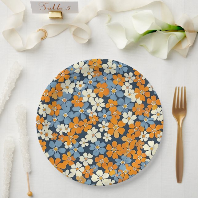 Ditsy Flowers Pattern  Paper Plates (Wedding)