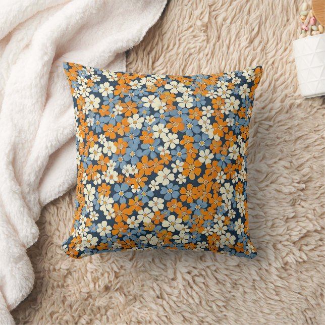 Ditsy Flowers Pattern  Throw Pillow (Blanket)