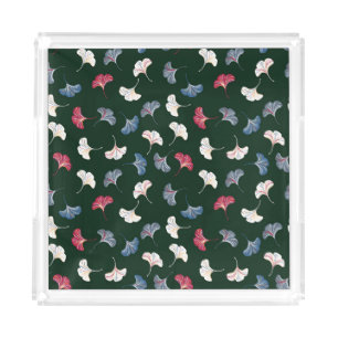 Ditsy Ginkgo: Dark Autumn Seamless. Acrylic Tray
