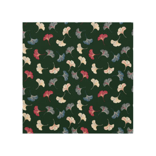 Ditsy Ginkgo: Dark Autumn Seamless. Wood Wall Art