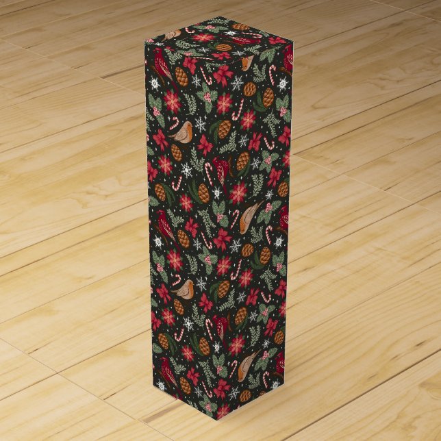 Ditsy Natural Christmas Wine Box (Front)