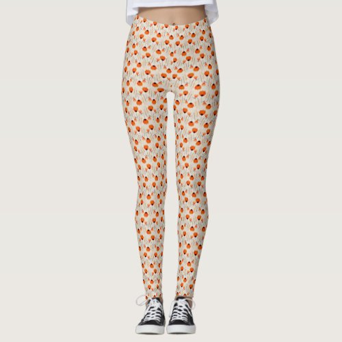 Ditsy Orange Floral Leggings