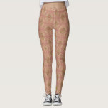 Ditsy Pink Rose Retro Floral Pattern Leggings at Zazzle