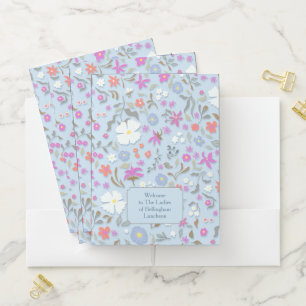 Ditsy Pop Floral Art Sky Blue Pocket Folder