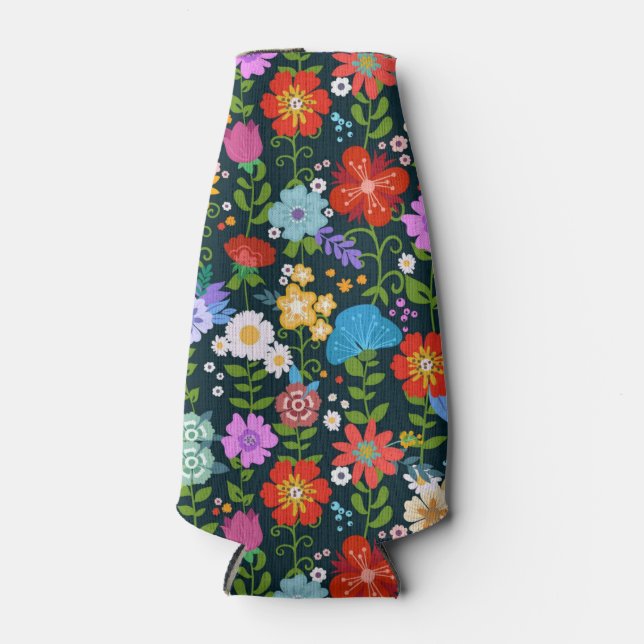 Ditsy seamless Flowers Pattern-13554 Bottle Cooler (Front)