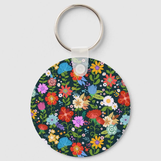 Ditsy seamless Flowers Pattern-13554 Keychain (Front)