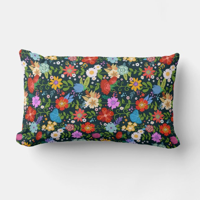 Ditsy seamless Flowers Pattern-13554 Lumbar Pillow (Front)