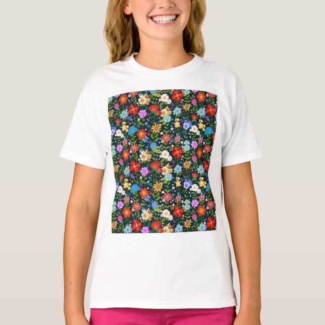 Ditsy seamless Flowers Pattern-13554 T-Shirt (Front)