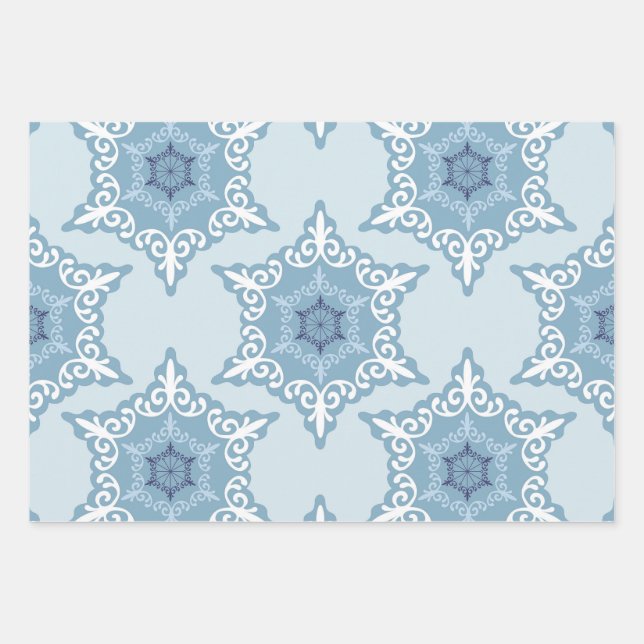 Ditsy Snowflake pattern backgrounds textures Wrapping Paper Sheets (Front)