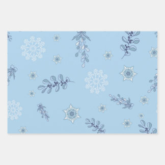 Ditsy Snowflake pattern backgrounds textures Wrapping Paper Sheets