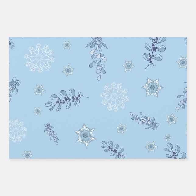 Ditsy Snowflake pattern backgrounds textures Wrapping Paper Sheets (Front 2)