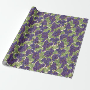 Ditsy style fruit print - grapes wrapping paper