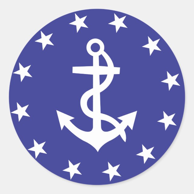 Ditty Bag_White Anchor_Circle of Stars_insignia Classic Round Sticker (Front)