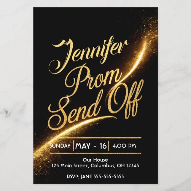 DITY PROM SEND-OFF Shimmering Gold Dust Luxurious Flyer (Front)