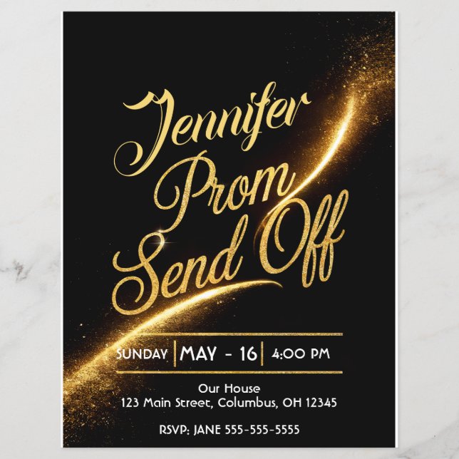 DITY PROM SEND-OFF Shimmering Gold Dust Luxurious Flyer (Front)