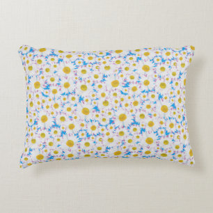 Ditzy Daisies on Blue Custom Accent Pillow