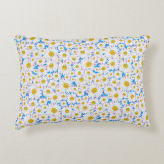Ditzy Daisies on Blue Custom Accent Pillow