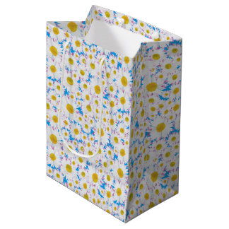 Ditzy Daisies on Blue Custom Medium Gift Bag