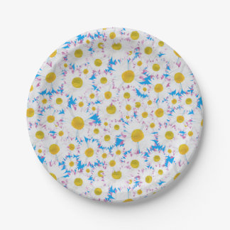 Ditzy Daisies on Blue Custom Paper Plates