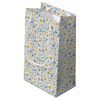 Ditzy Daisies on Blue Custom Small Gift Bag