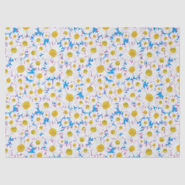 Ditzy Daisies on Blue Custom Tissue Paper (Front)
