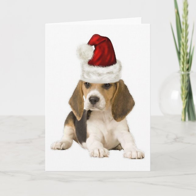 Ditzy Dogs~Original Notecard~Beagle~Christmas Holiday Card (Front)