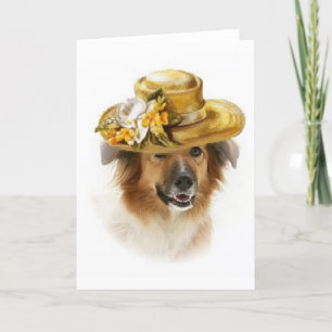 Ditzy Dogs~Original Notecard~Border Collie~Easter Holiday Card