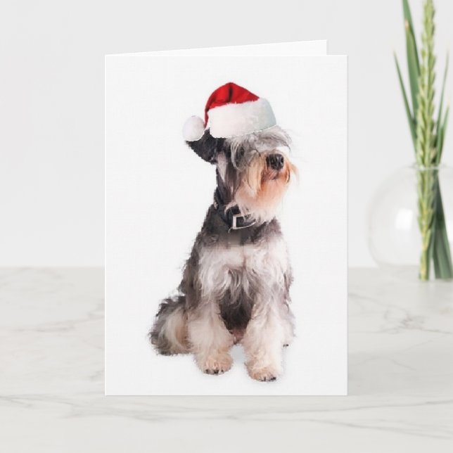 Ditzy Dogs~Original Notecard~Miniature Schnauzer Holiday Card (Front)