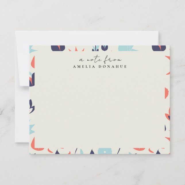 Ditzy Floral Pattern Personalized Stationery Note Card (Front)