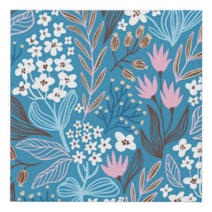 Ditzy Floral: Vintage Spring Design. Faux Canvas Print