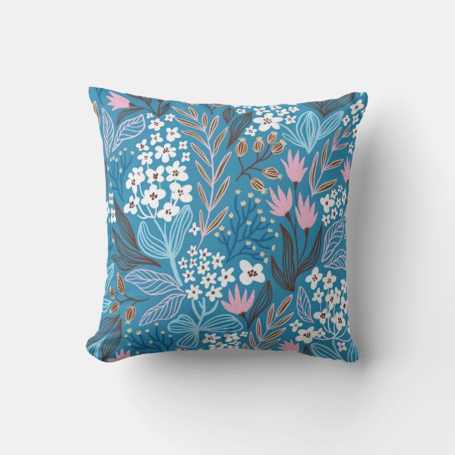Ditzy Floral: Vintage Spring Design. Throw Pillow (Front)