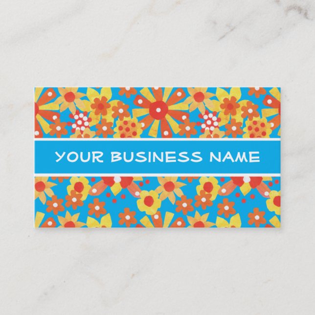 Ditzy Orange Floral Business Card to Customize (Front)
