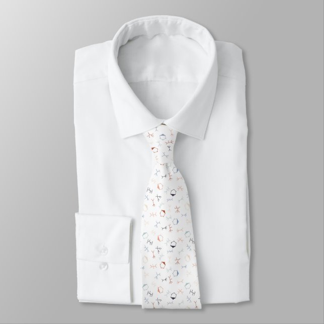 Ditzy Particle Physics on White Neck Tie (Tied)