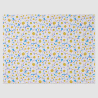 Ditzy White Daisies on Sky Blue Background Tissue Paper