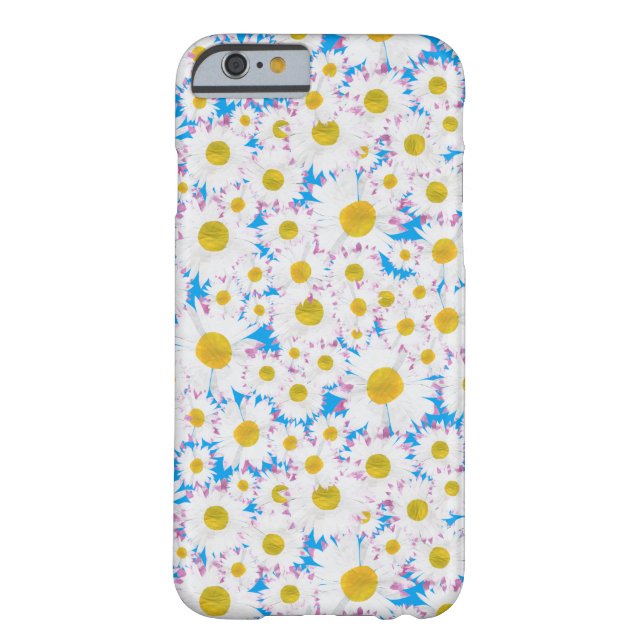 Ditzy White Daisies Pattern on Sky Blue Case-Mate iPhone Case (Back)