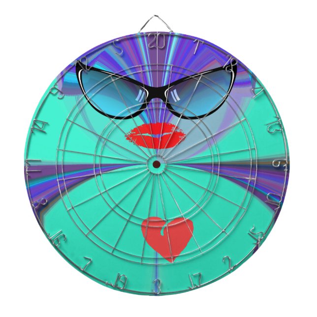 Diva Aura Vibrant Sunglasses Red Heart Designer  Dartboard (Front)