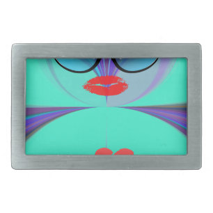 Diva Aura Vibrant Sunglasses Red Heart Designer Hi Rectangular Belt Buckle